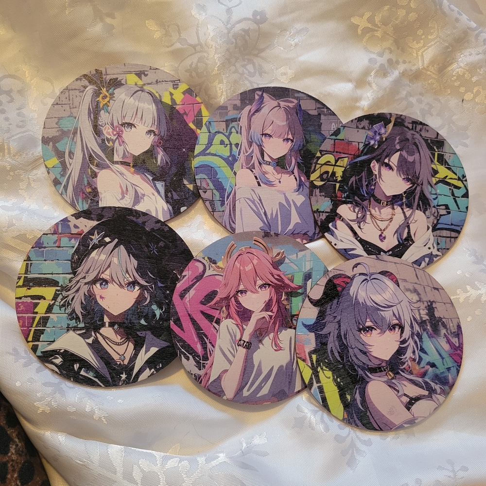 🌹Buy 1 Get 1 Free🌹 Anime Character Coasters Set - Multicolor